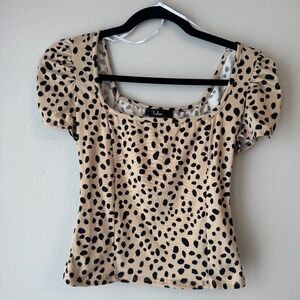 Beige / Black Animal Print Lulu’s Cropped Top size XS